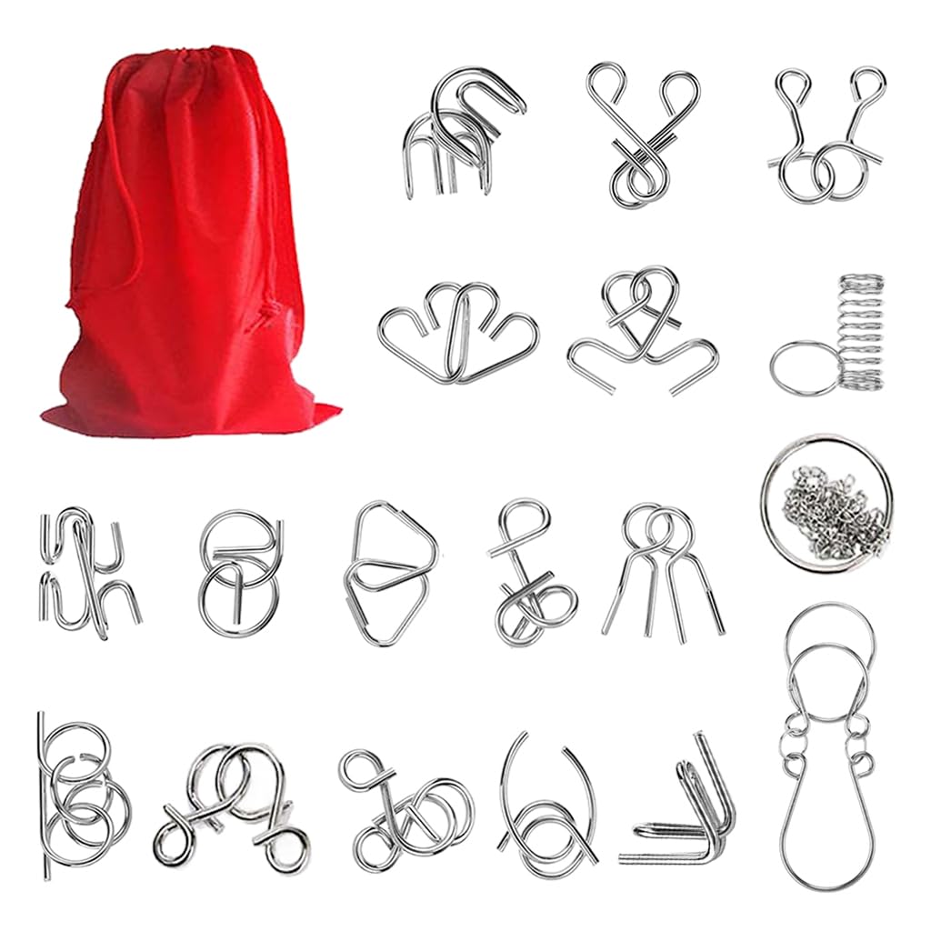 PATPAT Brain Teasers Toy Boredom Buster Toys 18Pcs Metal Brain Teasers Toy Brain Games for Kids Adults Fun Fidget Puzzles Toy PATPAT Brain Teasers Toy Boredom Buster Toys 18Pcs Metal Brain Teasers Toy Brain Games for Kids Adults Fun Fidget Puzzles Toy